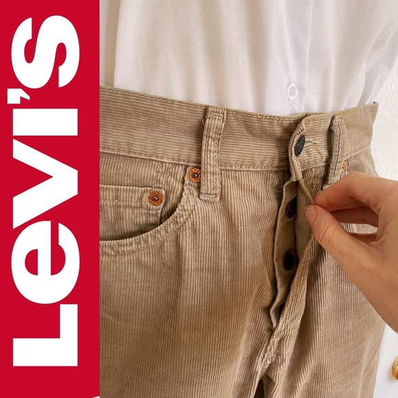 Vintage LEVI’S 551 tan corduroy button fly straight leg pants with white tab - Picture 5 of 16